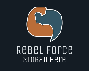 Resistance - Arm Flex Chat Bubble logo design