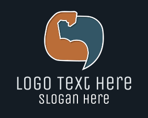 Free Weight - Arm Flex Chat Bubble logo design