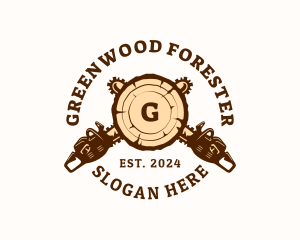 Chainsaw Woodcutting Lumber logo design