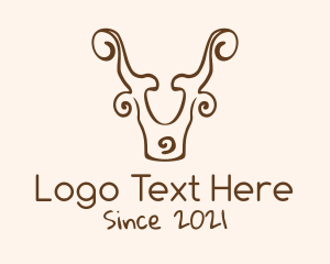 Minimalist Ornate Ram logo design