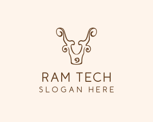 Minimalist Ornate Ram logo design