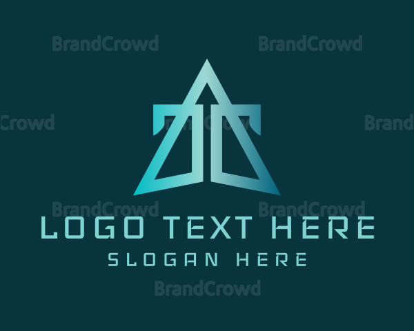 Arrowhead Geometric Point Letter T Logo