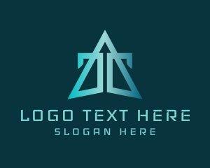 Triangle - Arrowhead Geometric Point Letter T logo design