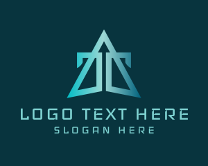 Financial - Arrowhead Geometric Point Letter T logo design