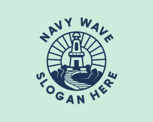 Navy - Nostalgic Lighthouse Pathway logo design