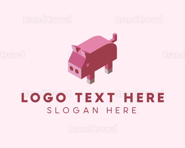 Isometric Animal Pig Logo