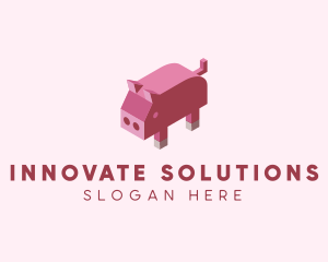 Three-dimensional - Isometric Animal Pig logo design