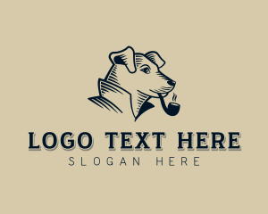 Tobacco Pipe - Smoking Dog Investigator logo design