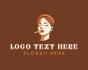 Smoking - Woman Smoking Cigarette logo design