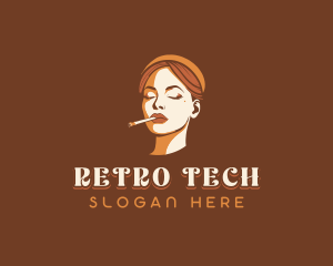 Woman Smoking Cigarette logo design