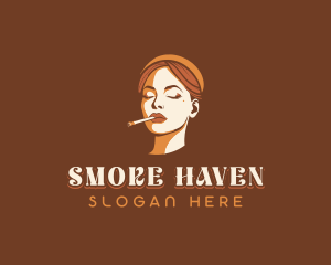 Smoking - Woman Smoking Cigarette logo design