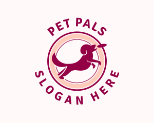 Frisbee Catch Pet Dog logo design