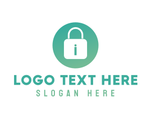 Letter I - Green Padlock App logo design