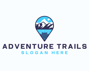 Mountain Lake Location Pin logo design