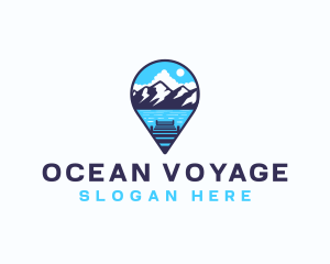 Mountain Lake Location Pin logo design