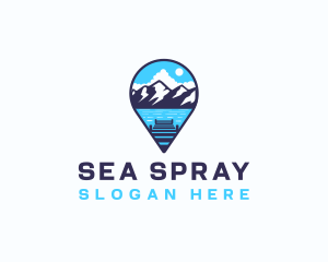 Mountain Lake Location Pin logo design