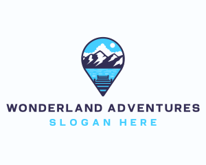 Mountain Lake Location Pin logo design