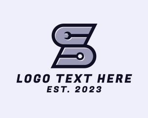 Factory Worker - Wrench Tool Letter S logo design