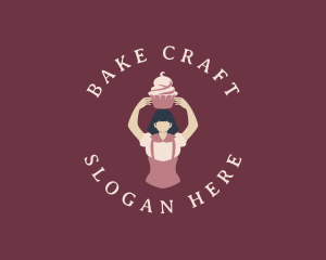 Woman Cupcake Baker logo design