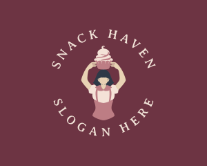 Woman Cupcake Baker logo design