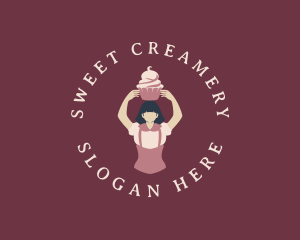 Woman Cupcake Baker logo design