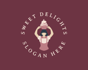 Woman Cupcake Baker logo design