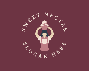 Woman Cupcake Baker logo design