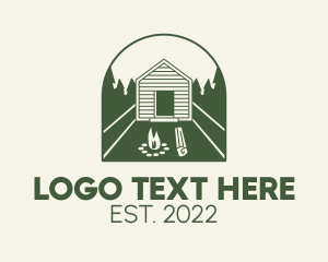 Woods - Campfire Log Cabin logo design