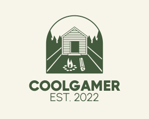 Traveler - Campfire Log Cabin logo design