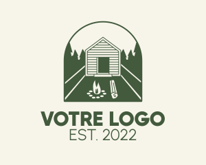 Tourism - Campfire Log Cabin logo design