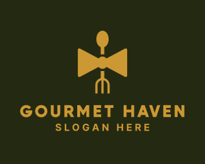 Gold Bow Tie Restaurant   logo design