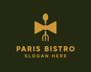 Gold Bow Tie Restaurant   logo design