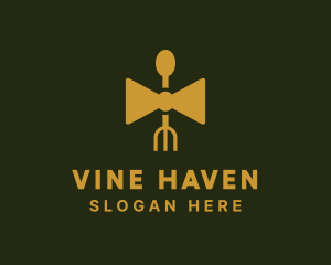 Gold Bow Tie Restaurant   logo design