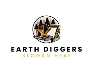 Digging - Backhoe Digging Machine logo design