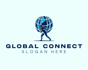 Globe - Atlas Man Globe logo design