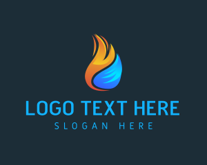 Flame - Fire Water Droplet logo design