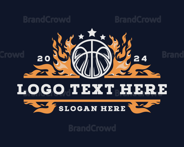 Fiery Basketball Sports Flame Logo