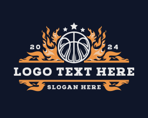 Sports Equipment - Fiery Basketball Sports Flame logo design