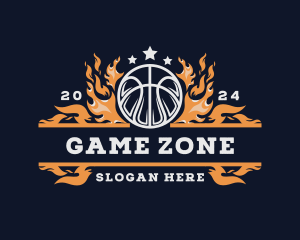 Fiery Basketball Sports Flame logo design