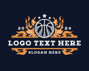 Fiery Basketball Sports Flame Logo