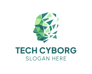 Cyborg - Geometric Human Head logo design