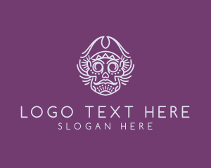 Sugar Skull - Pirate Decorative Skull logo design