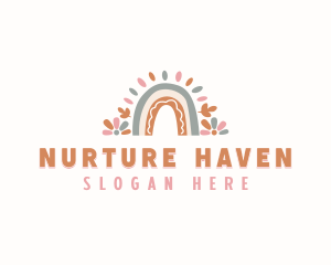 Postpartum - Childcare Boho Rainbow logo design