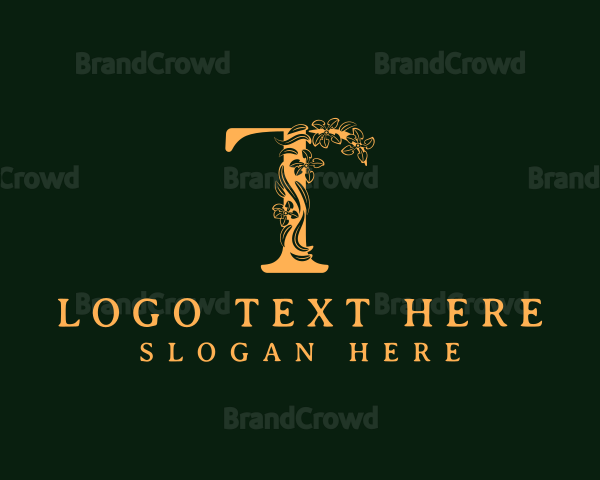 Floral Elegant Boutique Letter T Logo