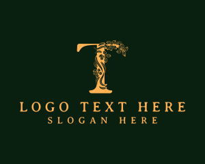 Boutique - Floral Elegant Boutique Letter T logo design