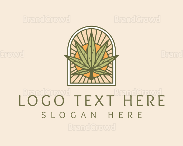 Sunset Marijuana Leaf Arch Logo