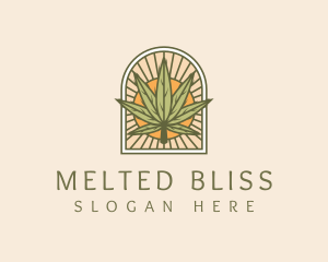 Sunset Marijuana Leaf Arch logo design