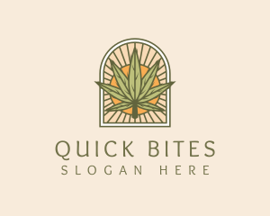 Sunset Marijuana Leaf Arch logo design