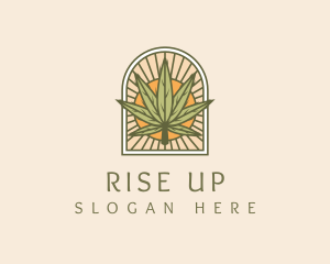 Sunset Marijuana Leaf Arch logo design