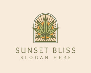 Sunset - Sunset Marijuana Leaf Arch logo design